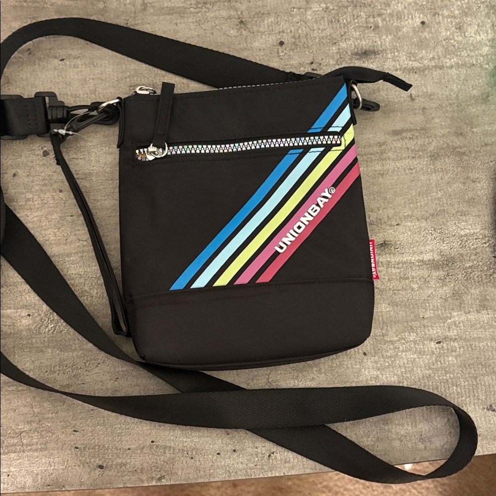 New UNIONBAY Small Crossbody Bag/Wristlet with Multicolor Stripes